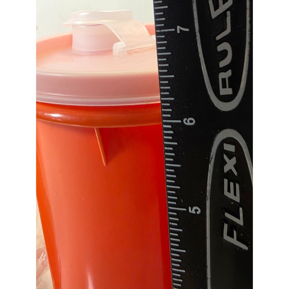 2 Vtg Tupperware Orange Canister Container 321-5 Pour Sheer Lid 563-1 Picnic NEW - Picture 5 of 5